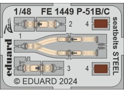 EDUARD ZOOM 1/48 P-51B/C Mustang seatbelts STEEL for EDU