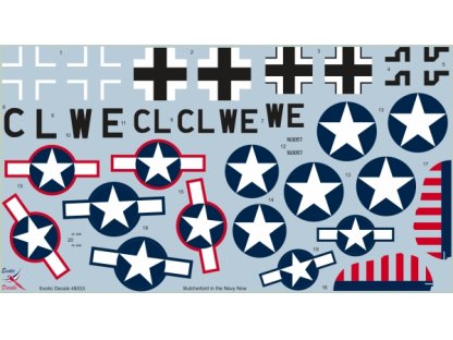EXOTIC DECALS 1/48 48033 Butcherbird in the Navy Now Fw 190 G-3 W.Nr 160057 Tested by US Navy