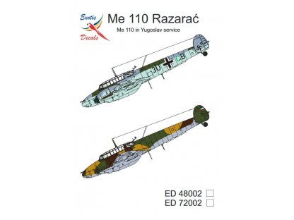 EXOTIC DECALS 1/48 Me 110 Razarac - Me 110 in Yugoslav service
