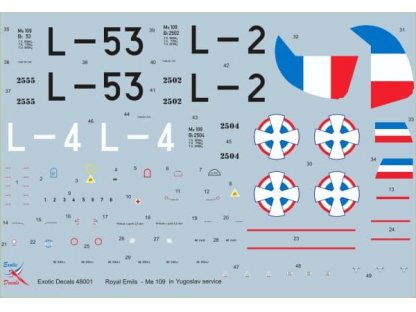EXOTIC DECALS 1/48 Royal Emils - Me 109 in Yougoslav service