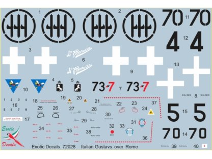 EXOTIC DECALS 1/72 72028 Italian Gustavs over Rome Bf 109G in Regia Aeronautica - Part 4