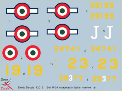 EXOTIC DECALS 1/72 Italian Cobras #1 Bell P-39 in Regia Aeronautica - Part 1