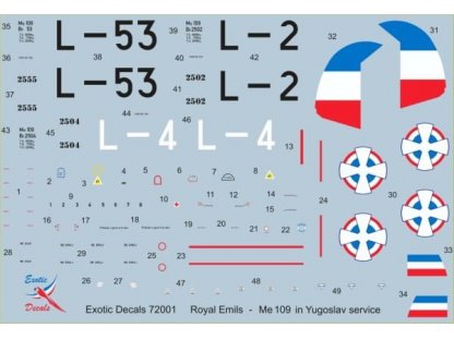 EXOTIC DECALS 1/72 Royal Emils - Me 109 in Yugoslav service