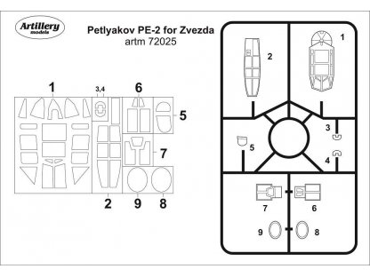FLY 1/72 Petlyakow Pe-2 Canopy Mask for ZVE