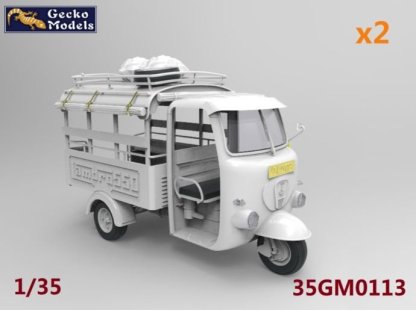 GECKO 1/35 35GM0113 60'-70's Saigon Shuttle Motor-Tricycle Depot and a Take Break Driver (2 Kits in 1 Box)