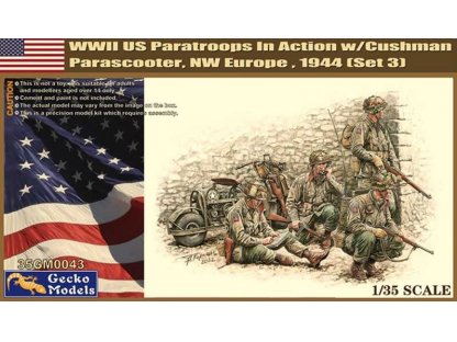 GECKO MODEL 1/35 WWII US Paratroops In Action w/Cushman Parascooter, NW Europe, 1944 (Set 3)
