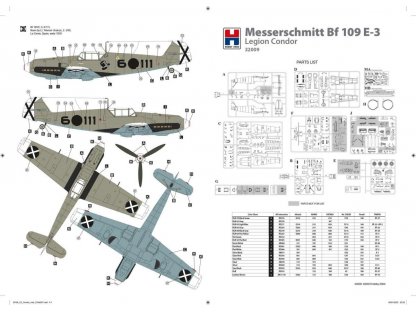 H2000 1/32 Messerschmitt Bf-109 E-3 Legion Condor