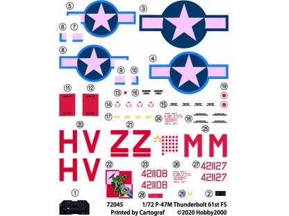 H2000 1/72 P-47M Thunderbolt 61st FS 56 FG