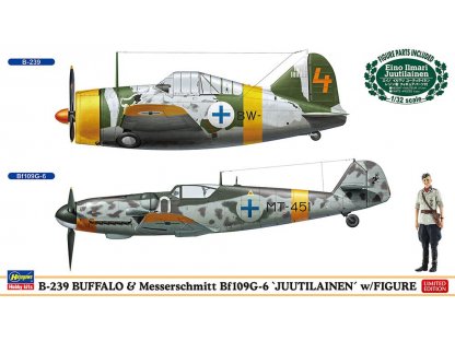 HASEGAWA 1/72 P-239 Buffalo & Messerschmitt Bf109G-6 Juutilainen w/Figure