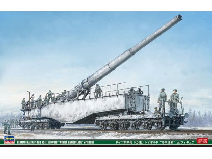 HASEGAWA 30070 1/72 German Railway Gun K5(E) Leopold "Winter Camouflage" w/ Figure