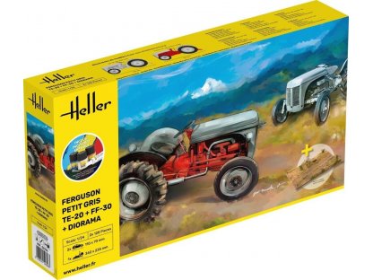 HELLER 1/24 Starter Kit - Ferguson Petit Gris TE-20 + FF-30 + Diorama