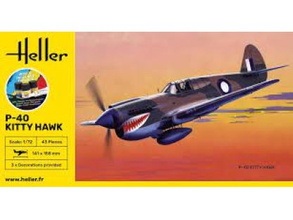 HELLER 1/72 Starter Kit P-40 Kitty Hawk