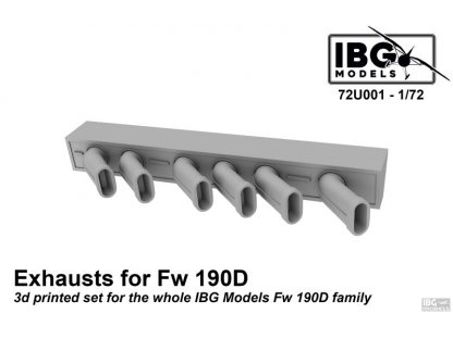 IBG 1/72 Exhausts for Fw 190D 3D Printed Upgrade set