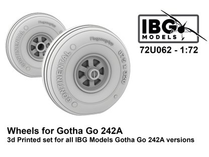 IBG 72U062 1/72 Wheels for Go 242A 3D Printed Set for IBG Gotha Go 242A Versions