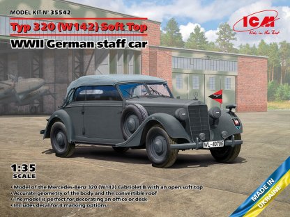 ICM 1/35 Typ 320 (W142) Soft Top WWII German Staff Car