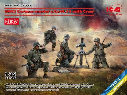 ICM 1/35 WWII German Mortar s.Gr.W.34 with Crew