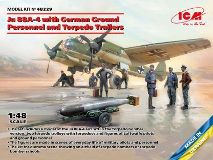 ICM 1/48 Ju 88A-4 with German Ground Personnel and Torpedo Trailers