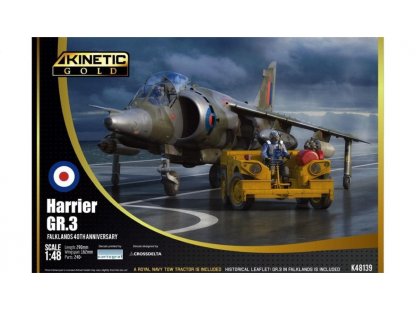 KINETIC 1/48 Harrier GR3 40 anniversary Falkland war w/Tow tractor