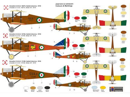 KOVOZÁVODY 1/72 Ansaldo SVA 9 Italian Eagles 3x camo