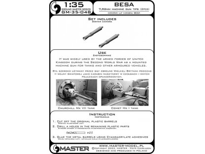 MASTER_PL 1/35 Besa 7,92mm MG tips (2 pcs.)