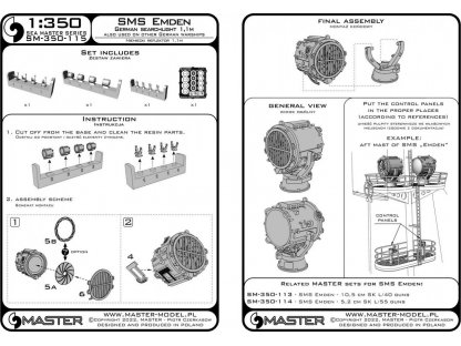 MASTER_PL 1/350 SMS Emden - German searchlight 1,1m (4 pcs.)