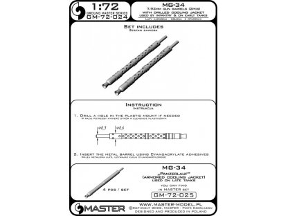 MASTER_PL 1/72 MG-34 (7.92mm) German MG barrels (2 pcs.)