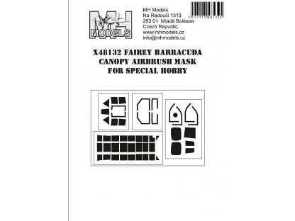 MH MODELS 1/48 Fairey Barracuda canopy airbrush mask for Special Hobby