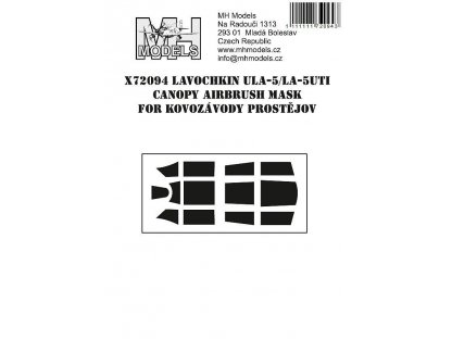 MH MODELS 1/72 Lavochkin ULa-5 / LA-5UTI canopy airbrush mask for Kovozávody Prostějov