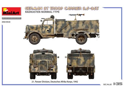 MINIART 1/35 35453 German 3T Troop Carrier 3,6-36S Radkasten-Normal-Type