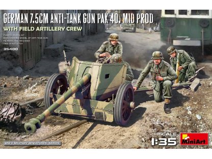MINIART 1/35 German 7,5 cm Anti-Tank Gun PaK 40. Mid Prod. w/ Artillery Crew