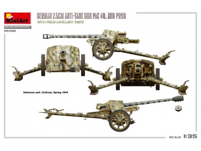 MINIART 1/35 German 7,5 cm Anti-Tank Gun PaK 40. Mid Prod. w/ Artillery Crew