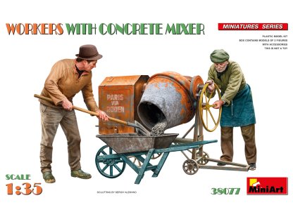 MINIART 38077 1/35 Workers with Concrete Mixer