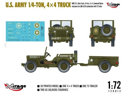 MIRAGE 720012 1/72 U.S. Army 1/4-Ton, 4x4 Truck