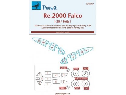 PEEWIT MASK 1/48 Canopy mask Re.2000 Falco for SH