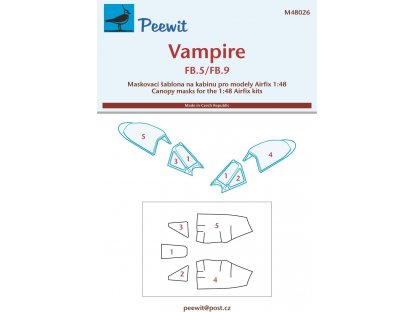 PEEWIT MASK 1/48 Canopy mask Vampire FB.5/FB.9 for AIR