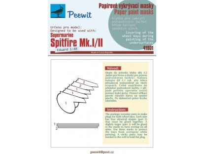 PEEWIT MASK 1/48 Paper paint mask Spitfire Mk.I/II (EDU)