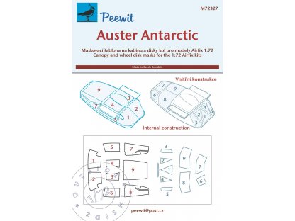PEEWIT MASK 1/72 Canopy mask Auster Antarctic for AIR