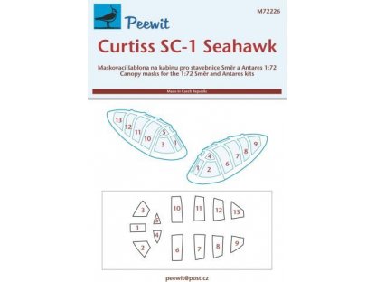 PEEWIT MASK 1/72 Canopy mask Curtiss SC-1 Seahawk for SMER