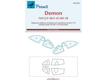 PEEWIT MASK 1/72 Canopy mask Demon F3H-2/F-3B,3C/MF-3B (SWORD)