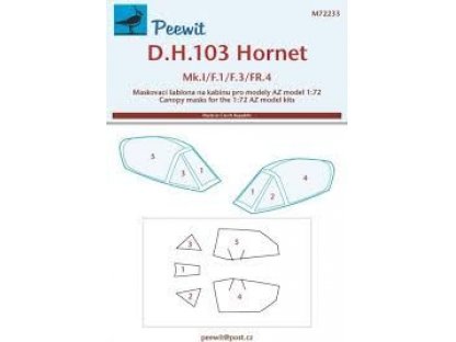 PEEWIT MASK 1/72 Canopy mask DH.103 Hornet for AZ