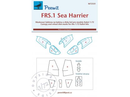 PEEWIT MASK 1/72 Canopy mask FRS.1 Sea Harrier for ITA