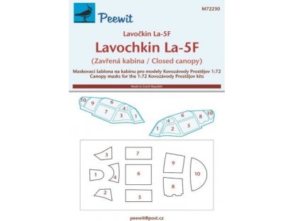 PEEWIT MASK 1/72 Canopy mask Lavochkin La-5F closed canopy for KP