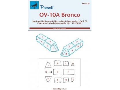 PEEWIT MASK 1/72 Canopy mask OV-10A Bronco for ICM
