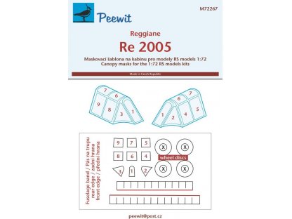 PEEWIT MASK 1/72 Canopy mask Reggiane Re 2005 for RS