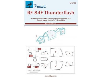 PEEWIT MASK 1/72 Canopy mask RF-84F Thunderflash for SWORD