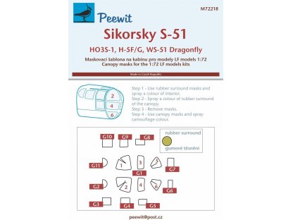 PEEWIT MASK 1/72 Canopy mask S-51, HO3S-1, H-5F/G, WS-51 for LF