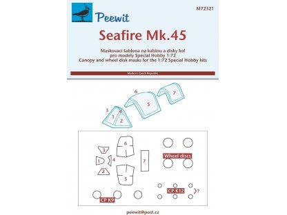 PEEWIT MASK 1/72 Canopy mask Seafire Mk.45 for SH