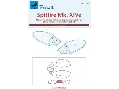 PEEWIT MASK 1/72 Canopy mask Spitfire Mk.XIVe for SWORD