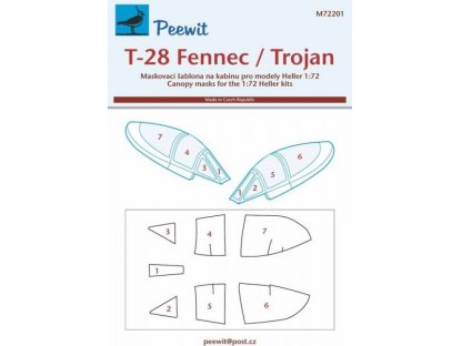 PEEWIT MASK 1/72 Canopy mask T-28 Fennenc/Trojan for HELLER