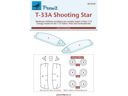PEEWIT MASK 1/72 Canopy mask T-33A Shooting Star for PLATZ